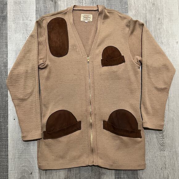 VTG 40s 50s Bob Allens Gun Club Sportswear Hunting Shooting Zip Sweater Cardigan - Picture 1 of 7